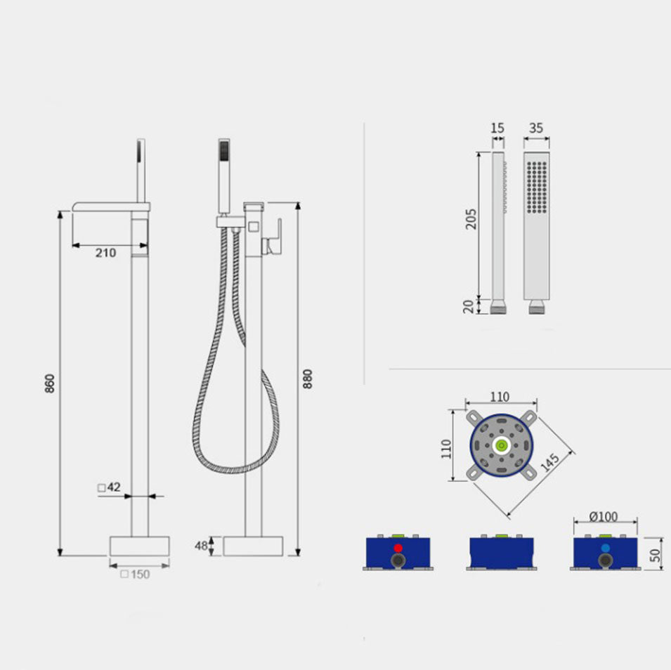 Floor Mounted Metal Freestanding Tub Filler Single Handle Waterfall Freestanding Faucet Clearhalo 'Bathroom Remodel & Bathroom Fixtures' 'Bathtub Faucets' 'bathtub_faucets' 'Home Improvement' 'home_improvement' 'home_improvement_bathtub_faucets' 6952727