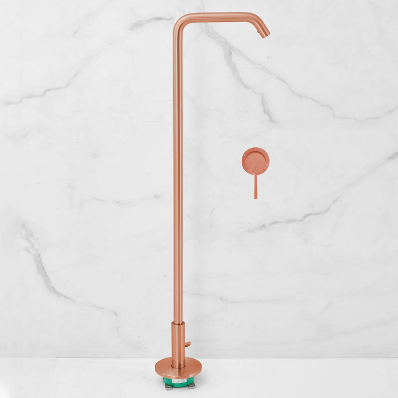 Tub Filler High Arc Handshower Lever Handle Copper Freestanding Tub Filler Rose Gold Manual Switch Clearhalo 'Bathroom Remodel & Bathroom Fixtures' 'Bathtub Faucets' 'bathtub_faucets' 'Home Improvement' 'home_improvement' 'home_improvement_bathtub_faucets' 6952772