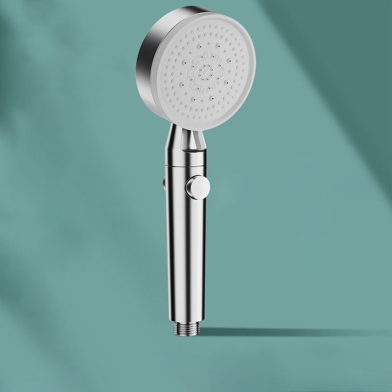 5 Setting Patterns Showerhead Plastic Round Handheld Shower Head Silver Patterned Included Hand Shower Clearhalo 'Bathroom Remodel & Bathroom Fixtures' 'Home Improvement' 'home_improvement' 'home_improvement_shower_heads' 'Shower Heads' 'shower_heads' 'Showers & Bathtubs Plumbing' 'Showers & Bathtubs' 6953372
