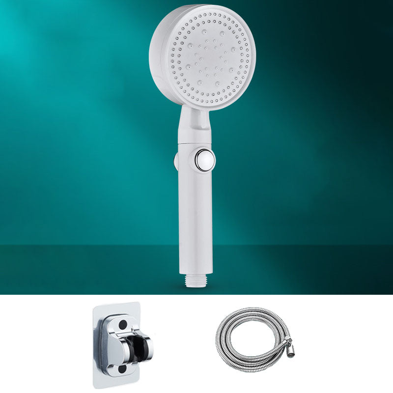 5 Setting Patterns Showerhead Plastic Round Handheld Shower Head White Patterned Not Included Shower & Hose & Hole-free Wall Seat Clearhalo 'Bathroom Remodel & Bathroom Fixtures' 'Home Improvement' 'home_improvement' 'home_improvement_shower_heads' 'Shower Heads' 'shower_heads' 'Showers & Bathtubs Plumbing' 'Showers & Bathtubs' 6953378