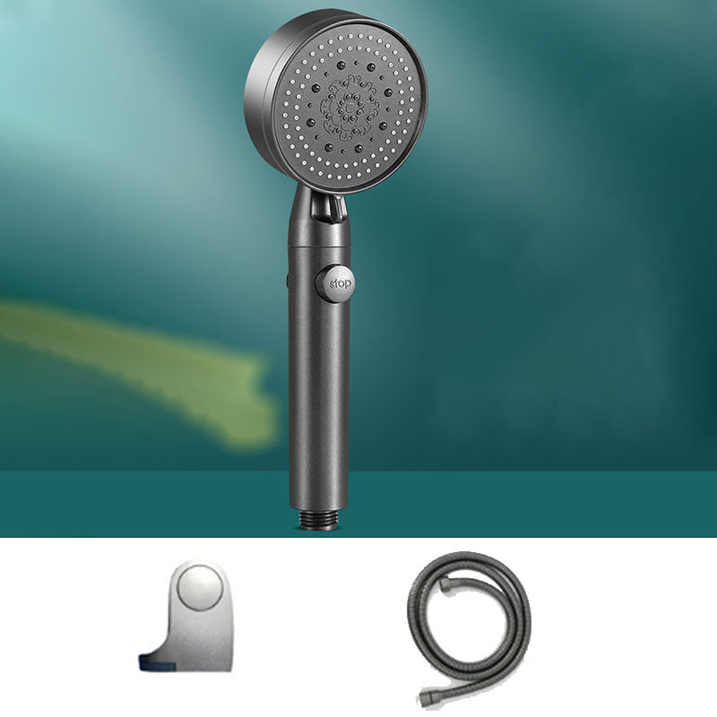5 Setting Patterns Showerhead Plastic Round Handheld Shower Head Grey Patterned Included Shower & Hose & Hole-free Wall Seat Clearhalo 'Bathroom Remodel & Bathroom Fixtures' 'Home Improvement' 'home_improvement' 'home_improvement_shower_heads' 'Shower Heads' 'shower_heads' 'Showers & Bathtubs Plumbing' 'Showers & Bathtubs' 6953380