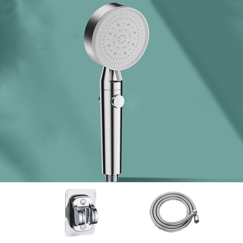 5 Setting Patterns Showerhead Plastic Round Handheld Shower Head Silver Patterned Included Shower & Hose & Hole-free Wall Seat Clearhalo 'Bathroom Remodel & Bathroom Fixtures' 'Home Improvement' 'home_improvement' 'home_improvement_shower_heads' 'Shower Heads' 'shower_heads' 'Showers & Bathtubs Plumbing' 'Showers & Bathtubs' 6953383
