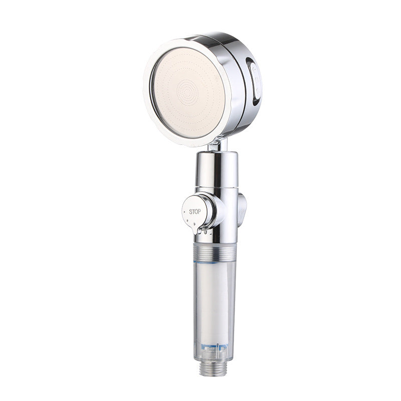 Adjustable Water Flow Shower Head Solid Color 3 Settings Round Handheld Shower Head Nickel Voltage Regulation Clearhalo 'Bathroom Remodel & Bathroom Fixtures' 'Home Improvement' 'home_improvement' 'home_improvement_shower_heads' 'Shower Heads' 'shower_heads' 'Showers & Bathtubs Plumbing' 'Showers & Bathtubs' 6953401