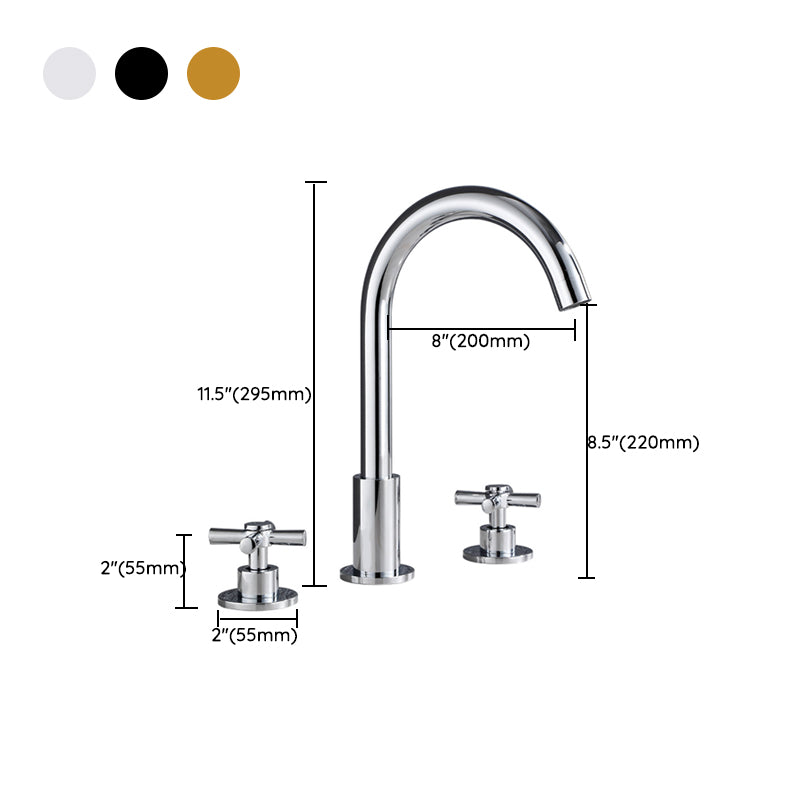 Goose Neck Bathroom Basin Faucet 2 Handle Hot and Cold Water Sink Faucet with Drain Clearhalo 'Bathroom Remodel & Bathroom Fixtures' 'Bathroom Sink Faucets' 'Bathroom Sinks & Faucet Components' 'bathroom_sink_faucets' 'Home Improvement' 'home_improvement' 'home_improvement_bathroom_sink_faucets' 6957399