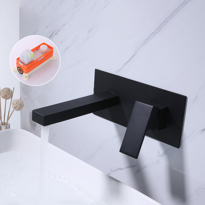 Low Arc Wall Mounted Bathroom Knob Handle Faucet Lavatory Faucet Clearhalo 'Bathroom Remodel & Bathroom Fixtures' 'Bathroom Sink Faucets' 'Bathroom Sinks & Faucet Components' 'bathroom_sink_faucets' 'Home Improvement' 'home_improvement' 'home_improvement_bathroom_sink_faucets' 6957475