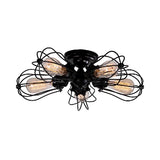 Bulb Shaped Iron Semi Flush Ceiling Light with Wire Guard Vintage Style 3/4/5 Lights Indoor Ceiling Light in Black/Silver 5 Black Clearhalo 'Ceiling Lights' 'Close To Ceiling Lights' 'Close to ceiling' 'Semi-flushmount' Lighting' 69616