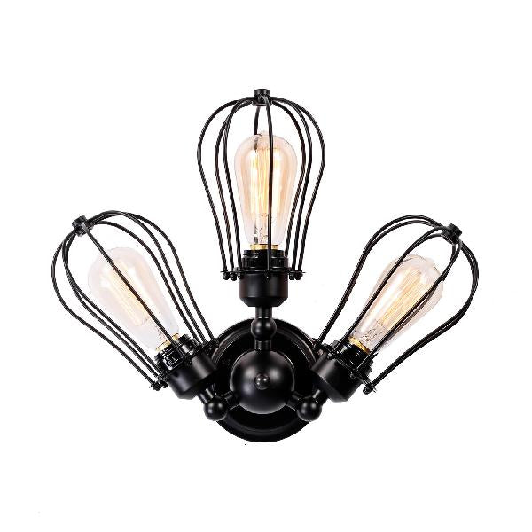 Bulb Shaped Iron Semi Flush Ceiling Light with Wire Guard Vintage Style 3/4/5 Lights Indoor Ceiling Light in Black/Silver 3 Black Clearhalo 'Ceiling Lights' 'Close To Ceiling Lights' 'Close to ceiling' 'Semi-flushmount' Lighting' 69625