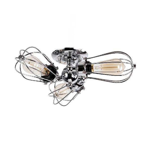 Bulb Shaped Iron Semi Flush Ceiling Light with Wire Guard Vintage Style 3/4/5 Lights Indoor Ceiling Light in Black/Silver 3 Chrome Clearhalo 'Ceiling Lights' 'Close To Ceiling Lights' 'Close to ceiling' 'Semi-flushmount' Lighting' 69633