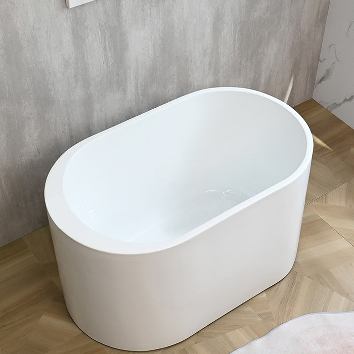 Freestanding White Bathtub Oval Modern Back to Wall Bath With Faucet Tub Clearhalo 'Bathroom Remodel & Bathroom Fixtures' 'Bathtubs' 'Home Improvement' 'home_improvement' 'home_improvement_bathtubs' 'Showers & Bathtubs' 6963456