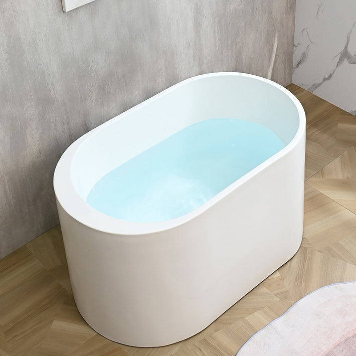 Freestanding White Bathtub Oval Modern Back to Wall Bath With Faucet Clearhalo 'Bathroom Remodel & Bathroom Fixtures' 'Bathtubs' 'Home Improvement' 'home_improvement' 'home_improvement_bathtubs' 'Showers & Bathtubs' 6963467