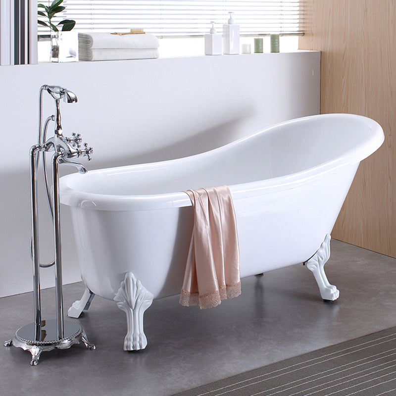 Acrylic Soaking Bathtub Antique Finish Oval Freestanding Bath Tub (Faucet not Included) White Clearhalo 'Bathroom Remodel & Bathroom Fixtures' 'Bathtubs' 'Home Improvement' 'home_improvement' 'home_improvement_bathtubs' 'Showers & Bathtubs' 6963513