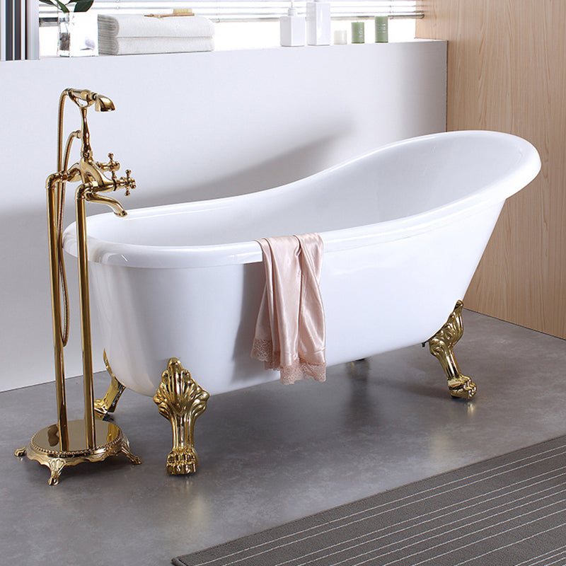 Acrylic Soaking Bathtub Antique Finish Oval Freestanding Bath Tub (Faucet not Included) Gold Clearhalo 'Bathroom Remodel & Bathroom Fixtures' 'Bathtubs' 'Home Improvement' 'home_improvement' 'home_improvement_bathtubs' 'Showers & Bathtubs' 6963514