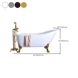 Acrylic Soaking Bathtub Antique Finish Oval Freestanding Bath Tub (Faucet not Included) Clearhalo 'Bathroom Remodel & Bathroom Fixtures' 'Bathtubs' 'Home Improvement' 'home_improvement' 'home_improvement_bathtubs' 'Showers & Bathtubs' 6963525