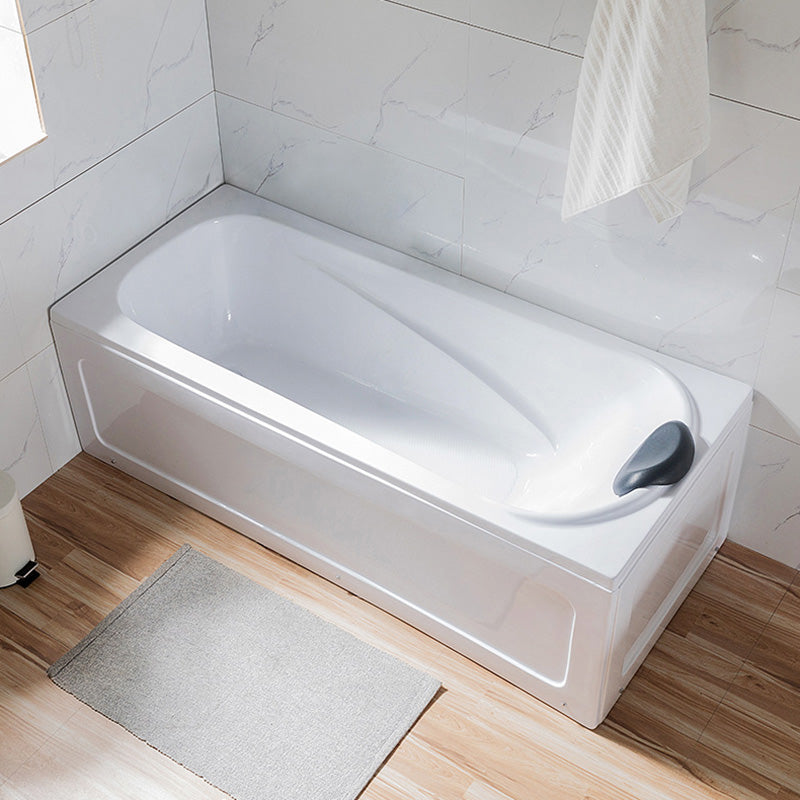 Back to Wall Rectangular Bath Freestanding Acrylic Soaking White Bathtub Left Tub with Pillow Clearhalo 'Bathroom Remodel & Bathroom Fixtures' 'Bathtubs' 'Home Improvement' 'home_improvement' 'home_improvement_bathtubs' 'Showers & Bathtubs' 6963585