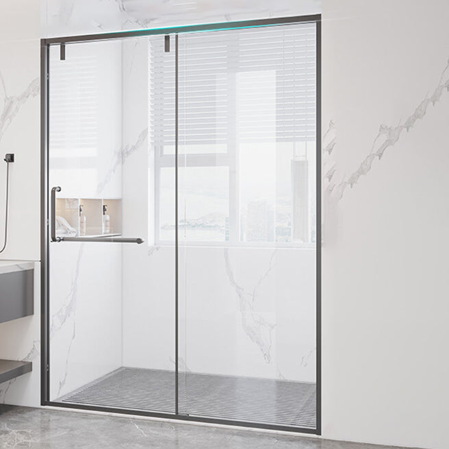 Transparent Tempered Shower Bath Door Semi Frameless Shower Doors Grey Right Clearhalo 'Bathroom Remodel & Bathroom Fixtures' 'Home Improvement' 'home_improvement' 'home_improvement_shower_tub_doors' 'Shower and Tub Doors' 'shower_tub_doors' 'Showers & Bathtubs' 6968215