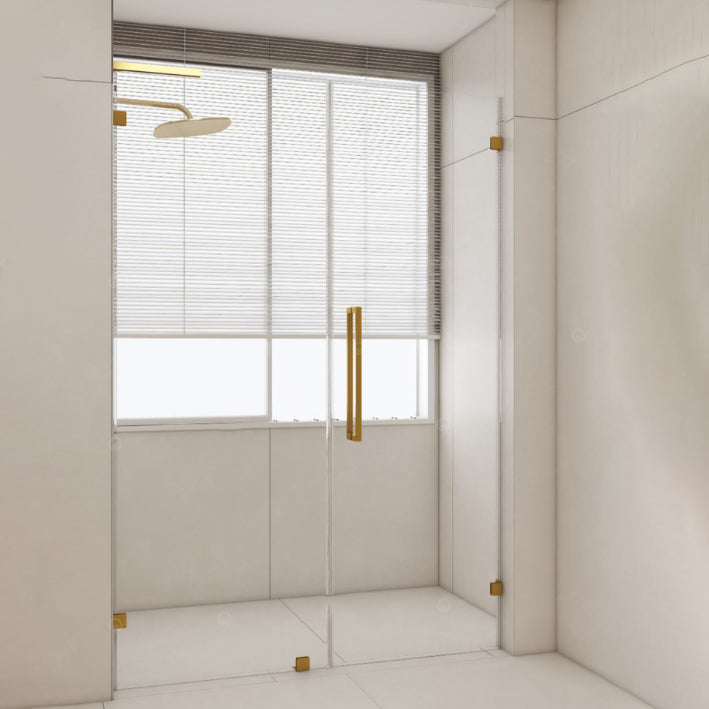 Hinged Frameless Tempered Glass Shower Door, One-line Shower Door Clearhalo 'Bathroom Remodel & Bathroom Fixtures' 'Home Improvement' 'home_improvement' 'home_improvement_shower_tub_doors' 'Shower and Tub Doors' 'shower_tub_doors' 'Showers & Bathtubs' 6968486