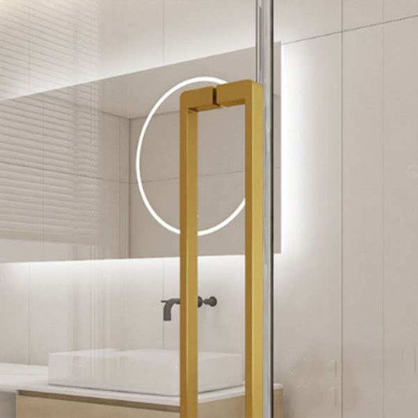 Hinged Frameless Tempered Glass Shower Door, One-line Shower Door Clearhalo 'Bathroom Remodel & Bathroom Fixtures' 'Home Improvement' 'home_improvement' 'home_improvement_shower_tub_doors' 'Shower and Tub Doors' 'shower_tub_doors' 'Showers & Bathtubs' 6968492