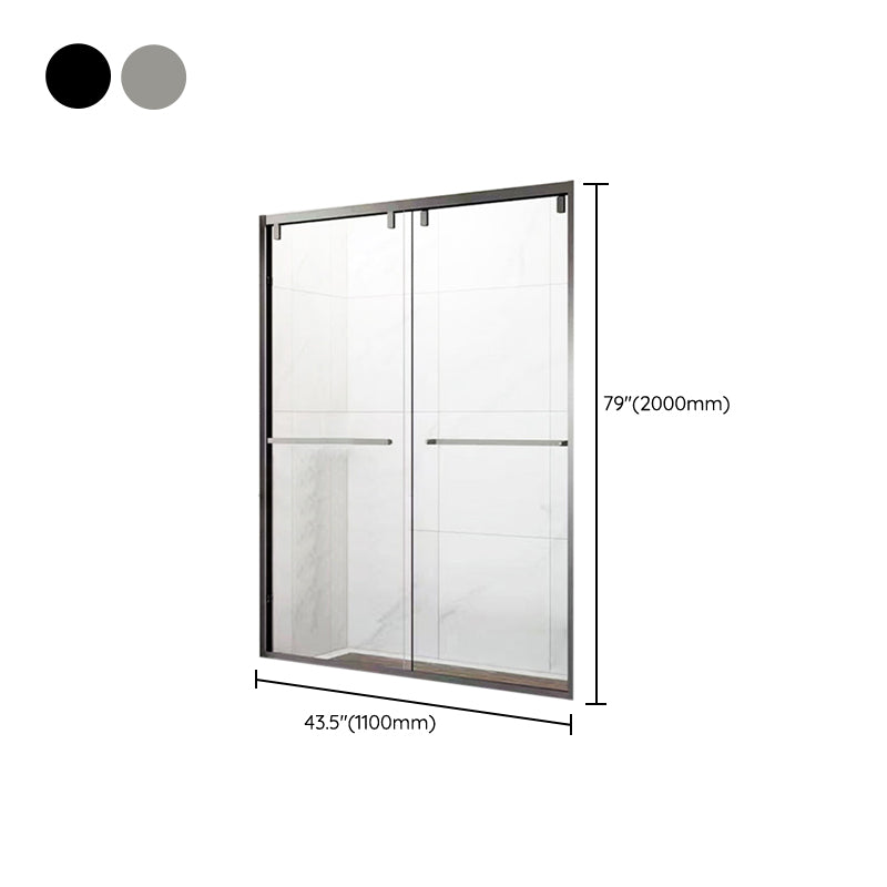 Narrow Frame Bathroom Tempered Glass Door, Double Sliding Shower Door Clearhalo 'Bathroom Remodel & Bathroom Fixtures' 'Home Improvement' 'home_improvement' 'home_improvement_shower_tub_doors' 'Shower and Tub Doors' 'shower_tub_doors' 'Showers & Bathtubs' 6968561