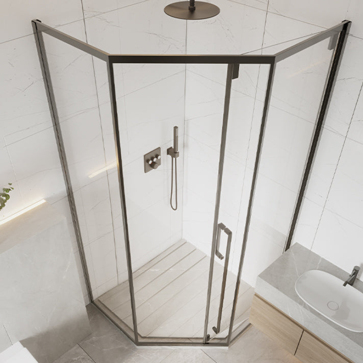 Matte Black Folding Shower Door, Side Opening Tempered Glass Shower Door Clearhalo 'Bathroom Remodel & Bathroom Fixtures' 'Home Improvement' 'home_improvement' 'home_improvement_shower_tub_doors' 'Shower and Tub Doors' 'shower_tub_doors' 'Showers & Bathtubs' 6968570