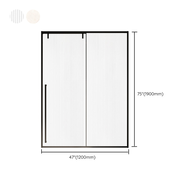 Semi Frameless Stainless Steel Frame Single Sliding Glass Shower Door Clearhalo 'Bathroom Remodel & Bathroom Fixtures' 'Home Improvement' 'home_improvement' 'home_improvement_shower_tub_doors' 'Shower and Tub Doors' 'shower_tub_doors' 'Showers & Bathtubs' 6968617