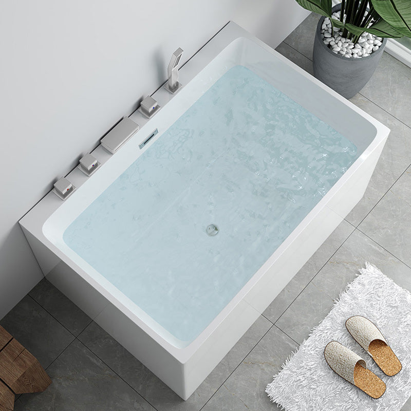 Soaking Rectangular Bathtub Antique Finish Acrylic Back to Wall Bath Tub Tub with Silver 5-Piece Set Clearhalo 'Bathroom Remodel & Bathroom Fixtures' 'Bathtubs' 'Home Improvement' 'home_improvement' 'home_improvement_bathtubs' 'Showers & Bathtubs' 6974875