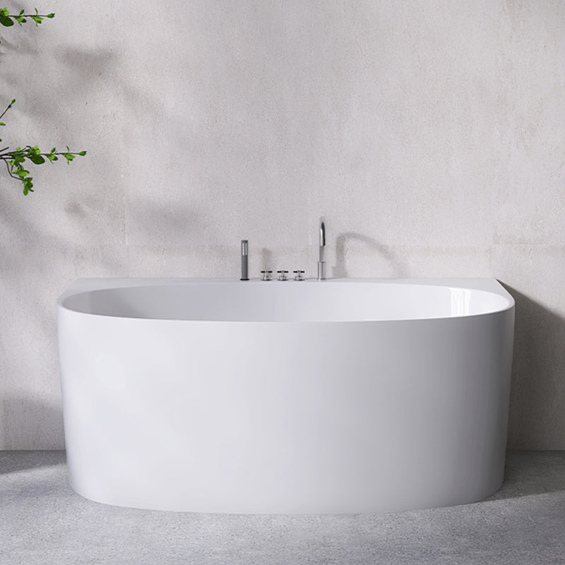 Modern Acrylic Bathtub Center-Front Soaking Bathtub , 22.83-inch Tall White Tub with Silver 5-Piece Set Clearhalo 'Bathroom Remodel & Bathroom Fixtures' 'Bathtubs' 'Home Improvement' 'home_improvement' 'home_improvement_bathtubs' 'Showers & Bathtubs' 6974987