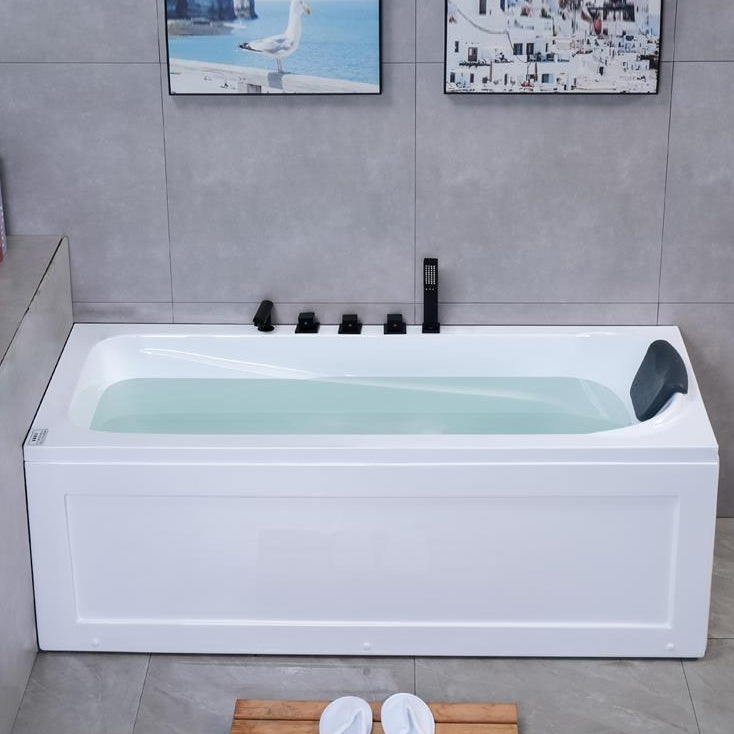 Modern Acrylic Rectangular Bathtub Soaking White Bathtub , 29.53" Wide 71"L x 27.5"W x 22"H Tub with Black 5-Piece Set Clearhalo 'Bathroom Remodel & Bathroom Fixtures' 'Bathtubs' 'Home Improvement' 'home_improvement' 'home_improvement_bathtubs' 'Showers & Bathtubs' 6975012