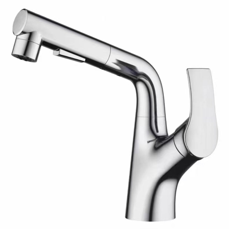 Lever Handles Sink Faucet Circular Swivel Spout Brass Bathroom Sink Faucet Chrome Basket Not Included Clearhalo 'Bathroom Remodel & Bathroom Fixtures' 'Bathroom Sink Faucets' 'Bathroom Sinks & Faucet Components' 'bathroom_sink_faucets' 'Home Improvement' 'home_improvement' 'home_improvement_bathroom_sink_faucets' 6977344