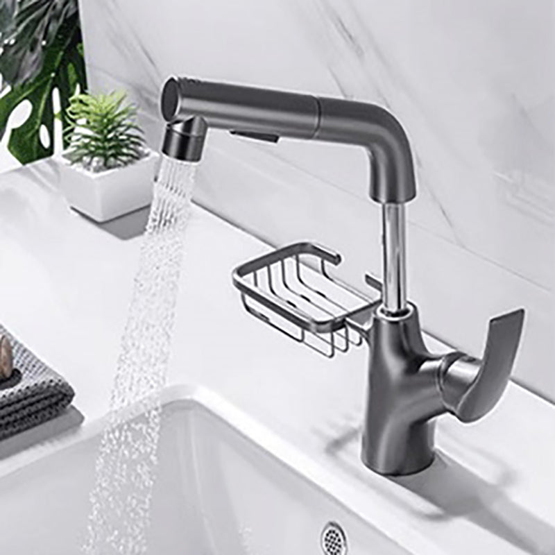 Lever Handles Sink Faucet Circular Swivel Spout Brass Bathroom Sink Faucet Clearhalo 'Bathroom Remodel & Bathroom Fixtures' 'Bathroom Sink Faucets' 'Bathroom Sinks & Faucet Components' 'bathroom_sink_faucets' 'Home Improvement' 'home_improvement' 'home_improvement_bathroom_sink_faucets' 6977345
