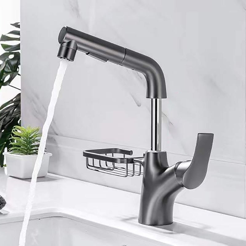 Lever Handles Sink Faucet Circular Swivel Spout Brass Bathroom Sink Faucet Clearhalo 'Bathroom Remodel & Bathroom Fixtures' 'Bathroom Sink Faucets' 'Bathroom Sinks & Faucet Components' 'bathroom_sink_faucets' 'Home Improvement' 'home_improvement' 'home_improvement_bathroom_sink_faucets' 6977349