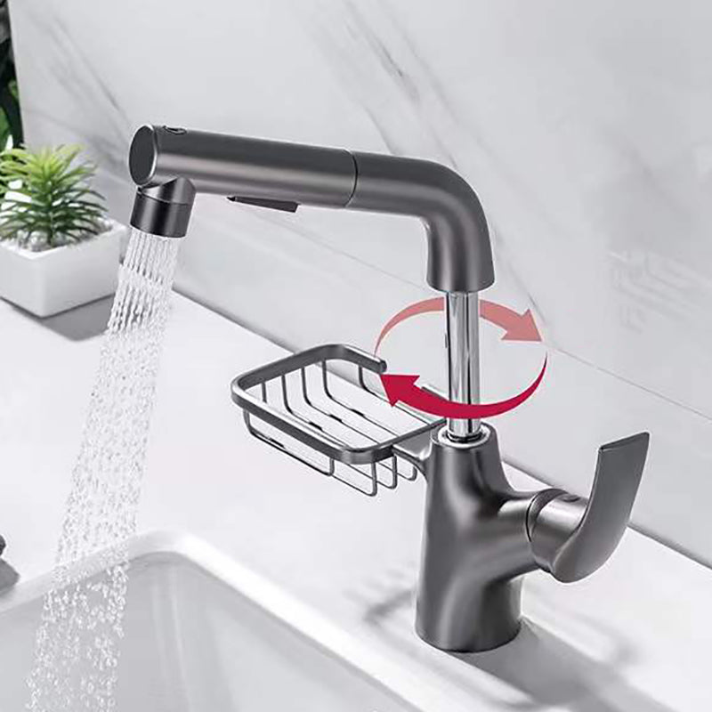 Lever Handles Sink Faucet Circular Swivel Spout Brass Bathroom Sink Faucet Clearhalo 'Bathroom Remodel & Bathroom Fixtures' 'Bathroom Sink Faucets' 'Bathroom Sinks & Faucet Components' 'bathroom_sink_faucets' 'Home Improvement' 'home_improvement' 'home_improvement_bathroom_sink_faucets' 6977350