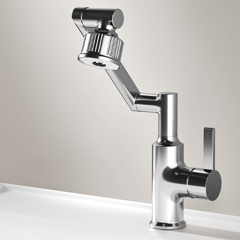 Deck Mounted Copper Tub Faucet Low Arc Robotic Arm Profile Faucet Prata Saia de mochila Clearhalo 'bathroom_sink_faucets' 'Conjuntos de Torneiras de Lavatório e Banheiro' 'home_improvement' 'home_improvement_bathroom_sink_faucets' 'Mobiliário Doméstico' 'Página inicial' 'Renovação e equipamento de casa de banho' 'Torneira para lavatório de banheiro' 6977358