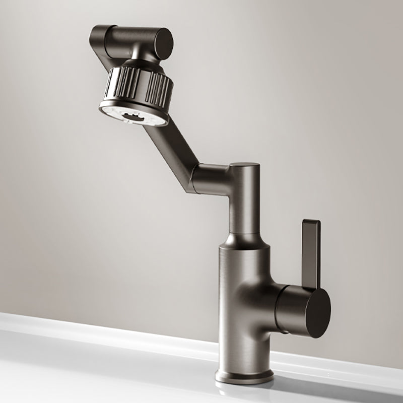 Deck Mounted Copper Tub Faucet Low Arc Robotic Arm Profile Faucet Gun Grey Saia de mochila Clearhalo 'bathroom_sink_faucets' 'Conjuntos de Torneiras de Lavatório e Banheiro' 'home_improvement' 'home_improvement_bathroom_sink_faucets' 'Mobiliário Doméstico' 'Página inicial' 'Renovação e equipamento de casa de banho' 'Torneira para lavatório de banheiro' 6977360