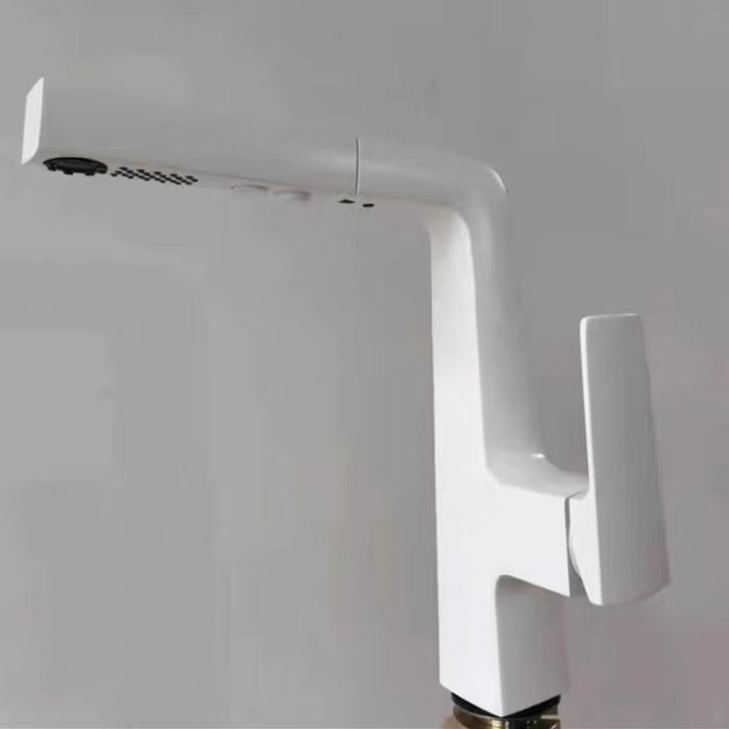 Lever Handles Basin Lavatory Faucet Modern Vanity Sink Faucet White 8.3" Clearhalo 'Bathroom Remodel & Bathroom Fixtures' 'Bathroom Sink Faucets' 'Bathroom Sinks & Faucet Components' 'bathroom_sink_faucets' 'Home Improvement' 'home_improvement' 'home_improvement_bathroom_sink_faucets' 6977675