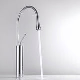 Gooseneck Lever Handles Sink Faucet Modern Circular Brass Bathroom Sink Faucet Clearhalo 'bathroom_sink_faucets' 'Conjuntos de Torneiras de Lavatório e Banheiro' 'home_improvement' 'home_improvement_bathroom_sink_faucets' 'Mobiliário Doméstico' 'Página inicial' 'Renovação e equipamento de casa de banho' 'Torneira para lavatório de banheiro' 6977776