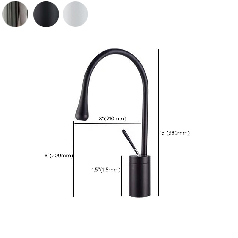 Gooseneck Lever Handles Sink Faucet Modern Circular Brass Bathroom Sink Faucet Clearhalo 'bathroom_sink_faucets' 'Conjuntos de Torneiras de Lavatório e Banheiro' 'home_improvement' 'home_improvement_bathroom_sink_faucets' 'Mobiliário Doméstico' 'Página inicial' 'Renovação e equipamento de casa de banho' 'Torneira para lavatório de banheiro' 6977786