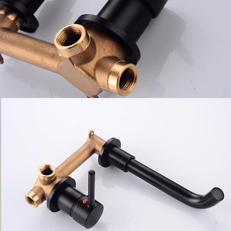 Lever Handles Wall Mounted Bathroom Faucet High-Arc Lavatory Faucet Clearhalo 'Bathroom Remodel & Bathroom Fixtures' 'Bathroom Sink Faucets' 'Bathroom Sinks & Faucet Components' 'bathroom_sink_faucets' 'Home Improvement' 'home_improvement' 'home_improvement_bathroom_sink_faucets' 6977818