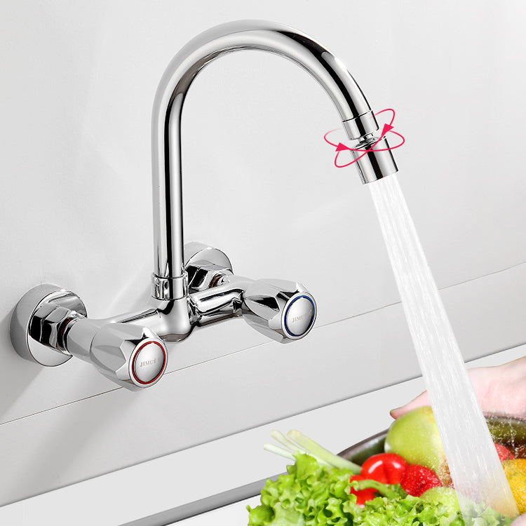 Contemporary Wall Mounted Pot Filler Faucet High Arch Swivel Spout 2 Hole Kitchen Faucet Clearhalo 'Home Improvement' 'home_improvement' 'home_improvement_kitchen_faucets' 'Kitchen Faucets' 'Kitchen Remodel & Kitchen Fixtures' 'Kitchen Sinks & Faucet Components' 'kitchen_faucets' 6977952