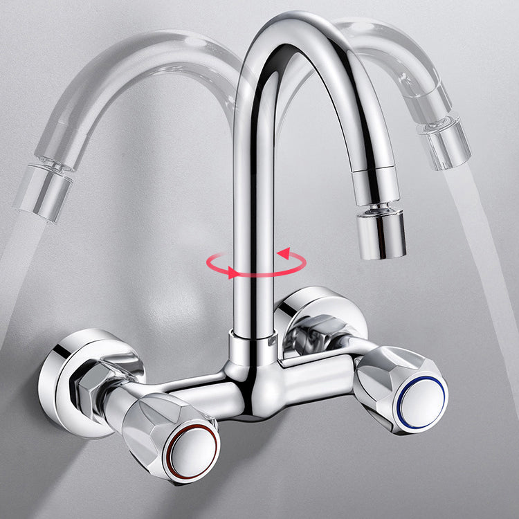 Contemporary Wall Mounted Pot Filler Faucet High Arch Swivel Spout 2 Hole Kitchen Faucet Clearhalo 'Home Improvement' 'home_improvement' 'home_improvement_kitchen_faucets' 'Kitchen Faucets' 'Kitchen Remodel & Kitchen Fixtures' 'Kitchen Sinks & Faucet Components' 'kitchen_faucets' 6977955