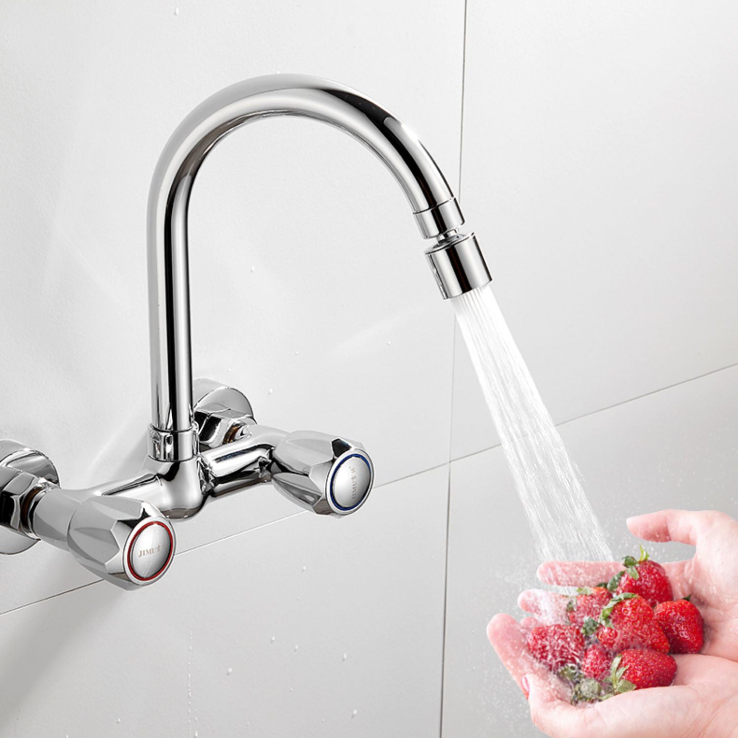 Contemporary Wall Mounted Pot Filler Faucet High Arch Swivel Spout 2 Hole Kitchen Faucet Clearhalo 'Home Improvement' 'home_improvement' 'home_improvement_kitchen_faucets' 'Kitchen Faucets' 'Kitchen Remodel & Kitchen Fixtures' 'Kitchen Sinks & Faucet Components' 'kitchen_faucets' 6977966