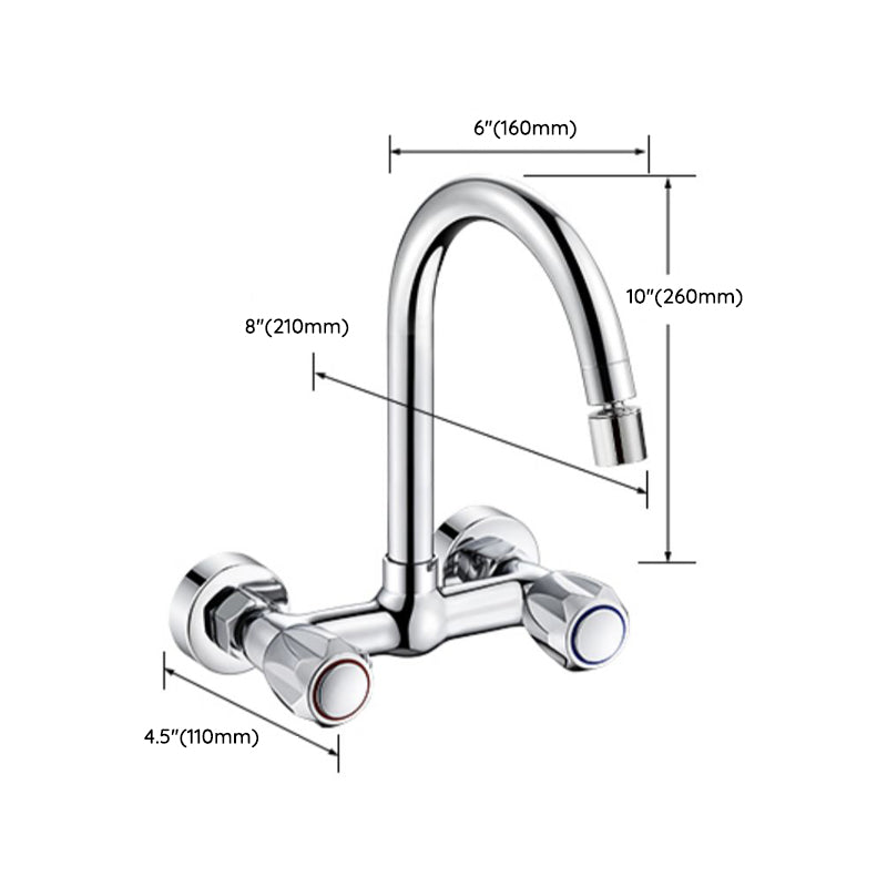 Contemporary Wall Mounted Pot Filler Faucet High Arch Swivel Spout 2 Hole Kitchen Faucet Clearhalo 'Home Improvement' 'home_improvement' 'home_improvement_kitchen_faucets' 'Kitchen Faucets' 'Kitchen Remodel & Kitchen Fixtures' 'Kitchen Sinks & Faucet Components' 'kitchen_faucets' 6977971