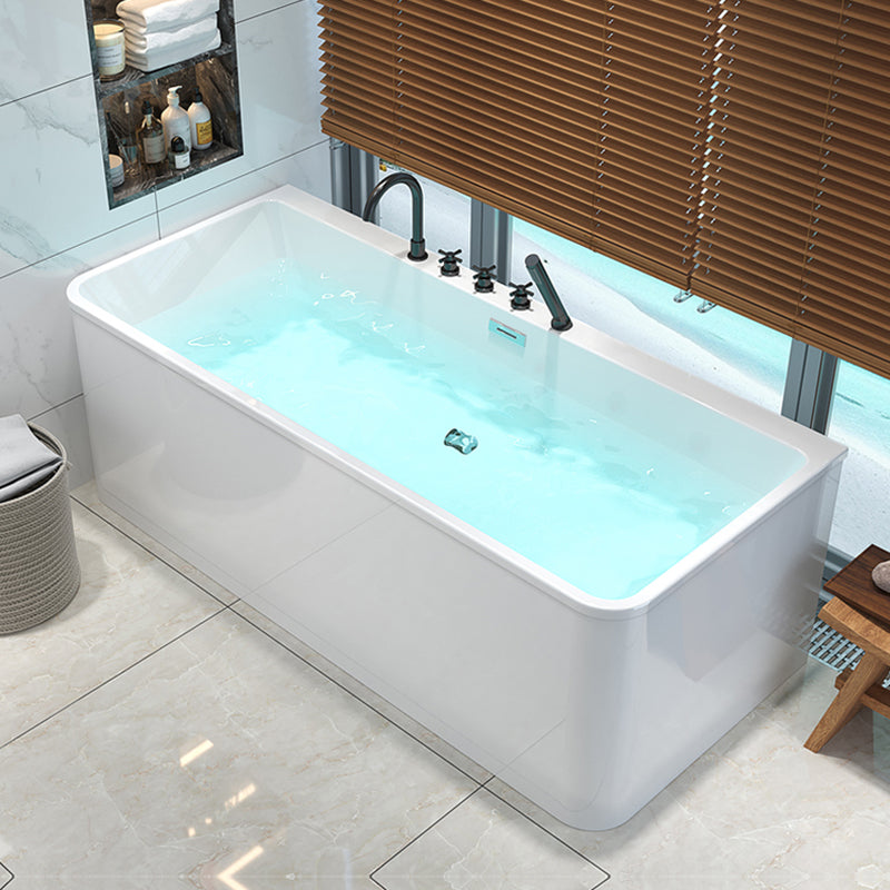 23.62-inch Tall Acrylic Rectangular Bath Soaking White Bathtub 63"L x 23.6"W x 29.5"H Tub with Black 5-Piece Set Clearhalo 'Bathroom Remodel & Bathroom Fixtures' 'Bathtubs' 'Home Improvement' 'home_improvement' 'home_improvement_bathtubs' 'Showers & Bathtubs' 6980765