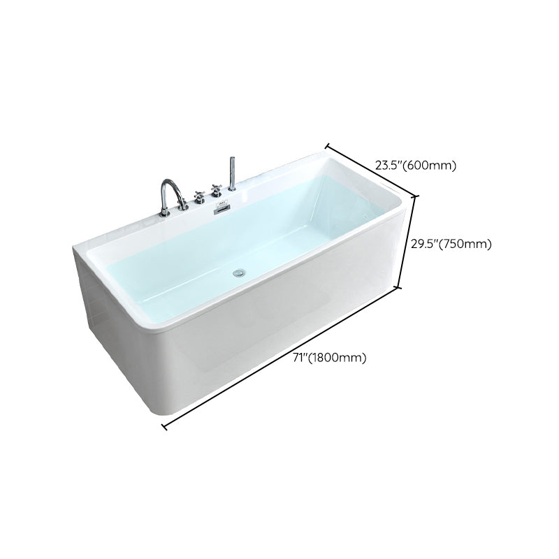 23.62-inch Tall Acrylic Rectangular Bath Soaking White Bathtub Clearhalo 'Bathroom Remodel & Bathroom Fixtures' 'Bathtubs' 'Home Improvement' 'home_improvement' 'home_improvement_bathtubs' 'Showers & Bathtubs' 6980778