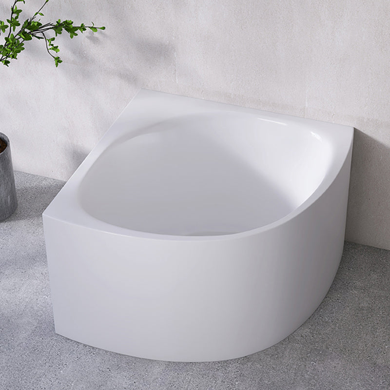 White Acrylic Corner Soaking Bath Modern Back to Wall Bathtub Tub Clearhalo 'Bathroom Remodel & Bathroom Fixtures' 'Bathtubs' 'Home Improvement' 'home_improvement' 'home_improvement_bathtubs' 'Showers & Bathtubs' 6980853