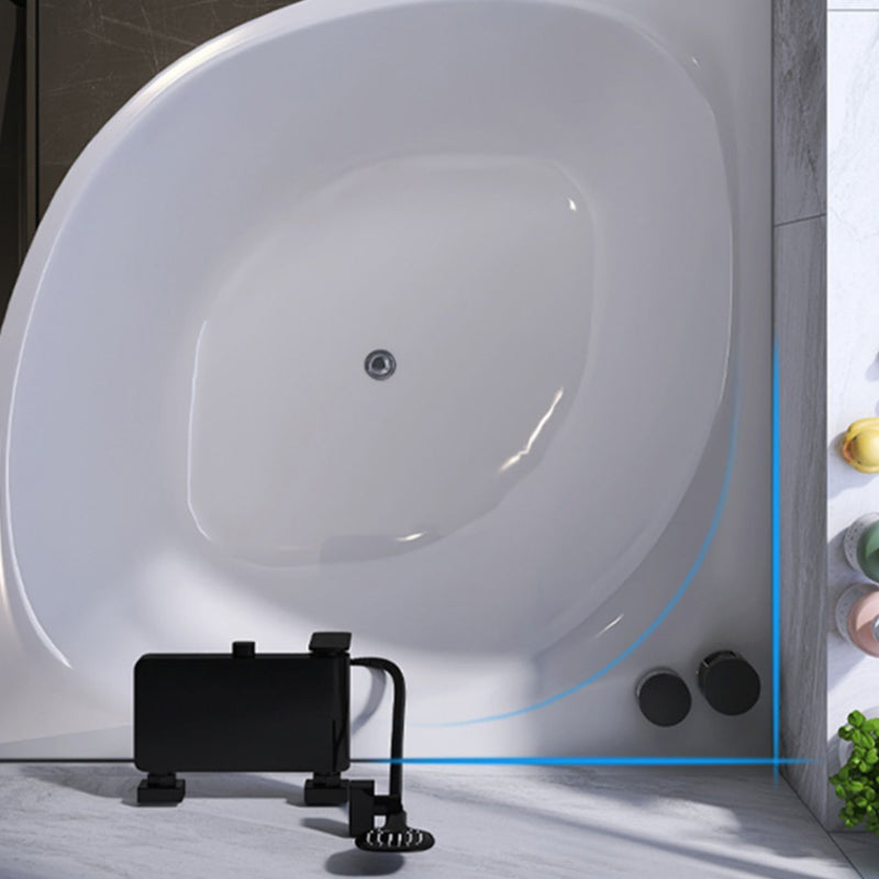 White Acrylic Corner Soaking Bath Modern Back to Wall Bathtub Clearhalo 'Bathroom Remodel & Bathroom Fixtures' 'Bathtubs' 'Home Improvement' 'home_improvement' 'home_improvement_bathtubs' 'Showers & Bathtubs' 6980860