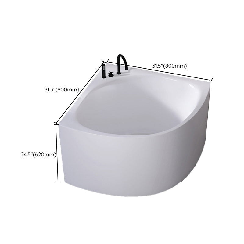 White Acrylic Corner Soaking Bath Modern Back to Wall Bathtub Clearhalo 'Bathroom Remodel & Bathroom Fixtures' 'Bathtubs' 'Home Improvement' 'home_improvement' 'home_improvement_bathtubs' 'Showers & Bathtubs' 6980864