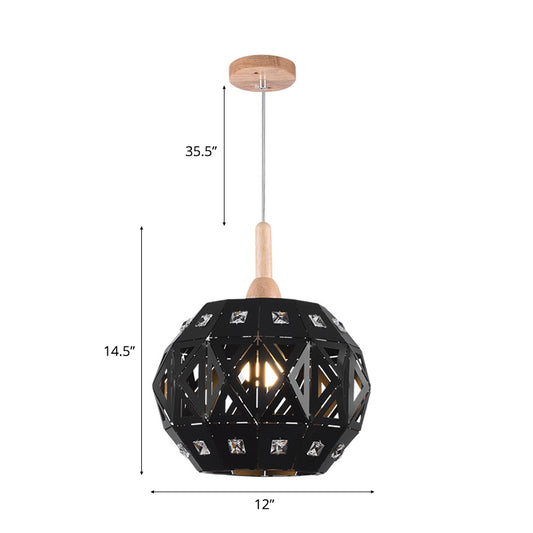 Metal Etched Globe Pendant Light 1 Light Vintage Hanging Lamp with Crystal for Study Room Clearhalo 'Art Deco Pendants' 'Black' 'Cast Iron' 'Ceiling Lights' 'Ceramic' 'Crystal' 'Industrial Pendants' 'Industrial' 'Metal' 'Middle Century Pendants' 'Pendant Lights' 'Pendants' 'Rustic Pendants' 'Tiffany' Lighting' 69821