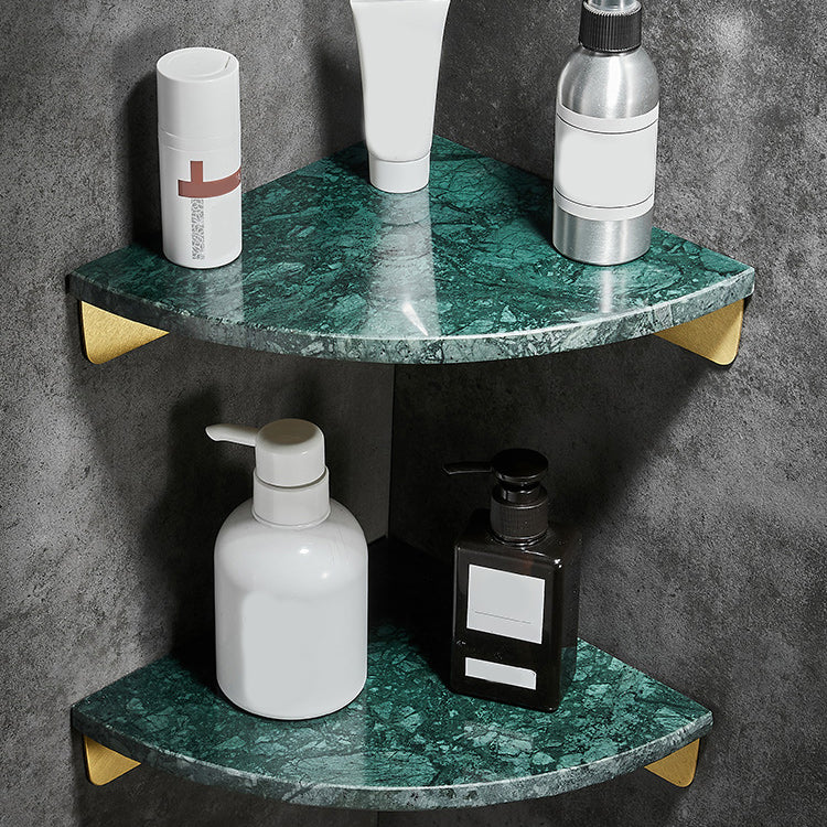 Marble 2 Piece Bathroom Accessory Set Brushed Metal Bath Shelf Green Arc 2 Piece Set Clearhalo 'Bathroom Hardware Sets' 'Bathroom Hardware' 'Bathroom Remodel & Bathroom Fixtures' 'bathroom_hardware_sets' 'Home Improvement' 'home_improvement' 'home_improvement_bathroom_hardware_sets' 6996904