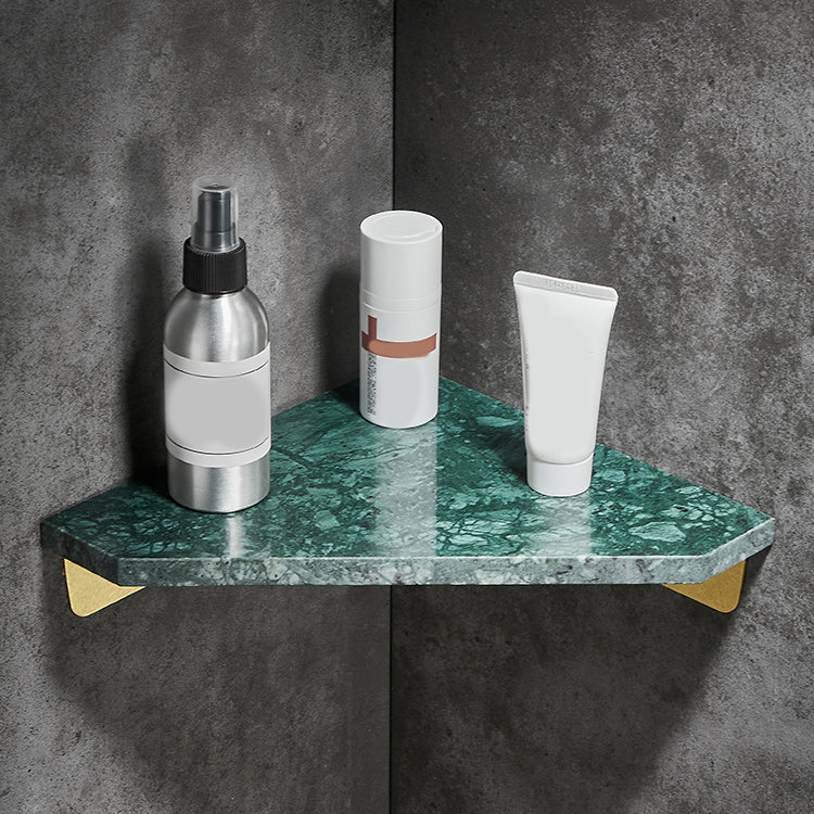 Marble 2 Piece Bathroom Accessory Set Brushed Metal Bath Shelf Green Triangle 1 Piece Clearhalo 'Bathroom Hardware Sets' 'Bathroom Hardware' 'Bathroom Remodel & Bathroom Fixtures' 'bathroom_hardware_sets' 'Home Improvement' 'home_improvement' 'home_improvement_bathroom_hardware_sets' 6996906