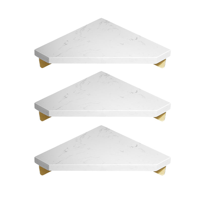 Aluminum Bathroom Accessory Set 1.57 Inches Tall Marble Bath Shelf White Triangle 3 Piece Set Clearhalo 'Bathroom Hardware Sets' 'Bathroom Hardware' 'Bathroom Remodel & Bathroom Fixtures' 'bathroom_hardware_sets' 'Home Improvement' 'home_improvement' 'home_improvement_bathroom_hardware_sets' 6996931